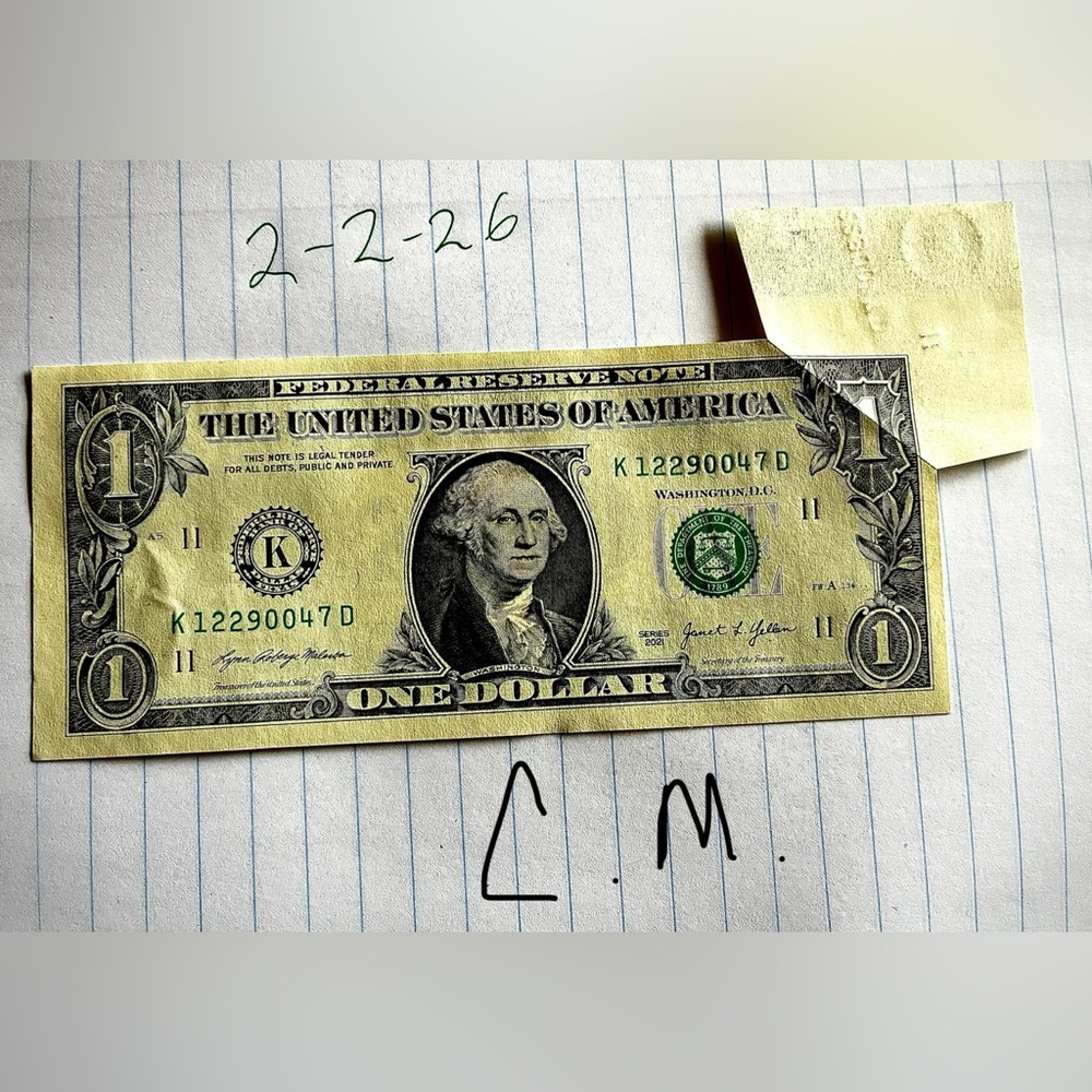 United States One Dollar Bill Error Corner/Butterfly Flap Uncirculated RARE!!